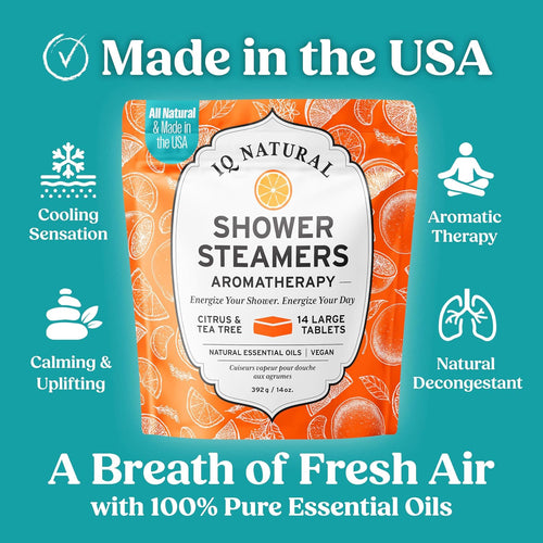 Citrus Shower Steamers Aromatherapy for Women- USA Made - Shower Bombs Aromatherapy for Women, Vapor Shower Tablets, Menthol Shower Scent Steamers Cold and Flu, Organic Shower Steamer